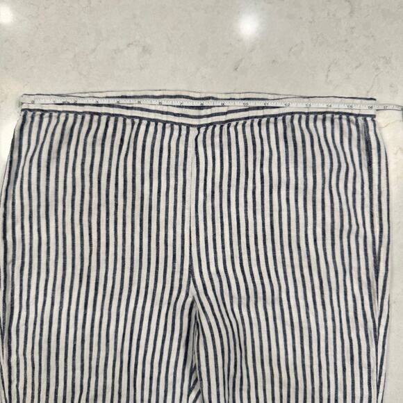 Chico’s Blue & White Striped 100% Linen Coastal Pants Chico's Size 0 Beach - Picture 7 of 16